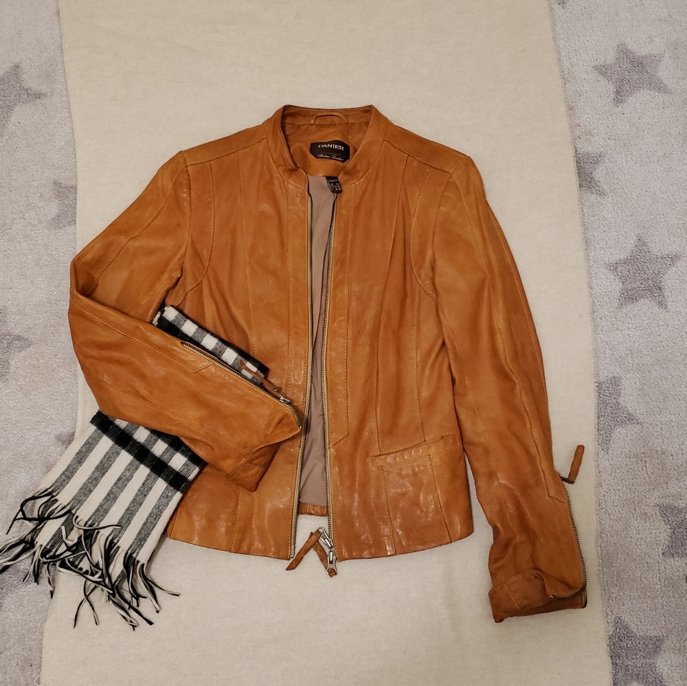 Danier tan color Italian leather jacket